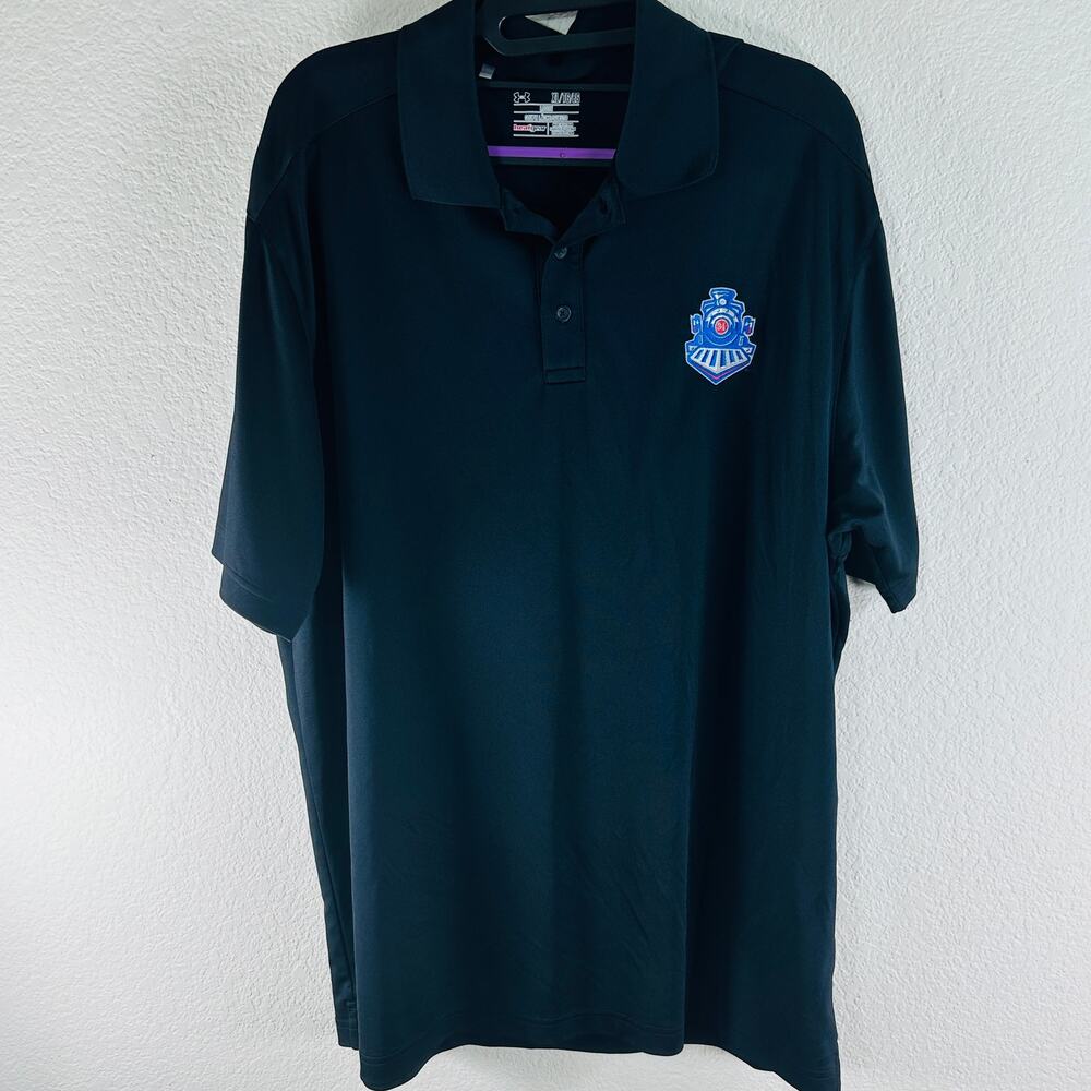 Under Armour Mens XL Black Polo Round Rock Express Train Logo with Number 34
